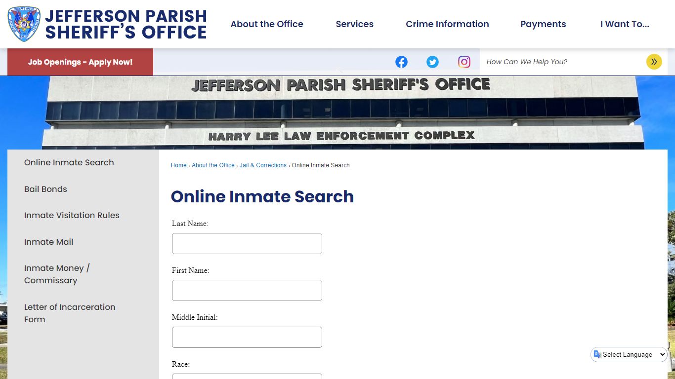 Online Inmate Search | Jefferson Parish Sheriff, LA ...